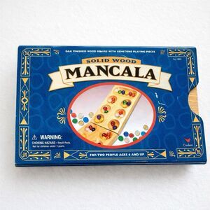 VTG Cardinal Solid Wood Folding Mancala Game With Metal Tin Sleeve Case EUC